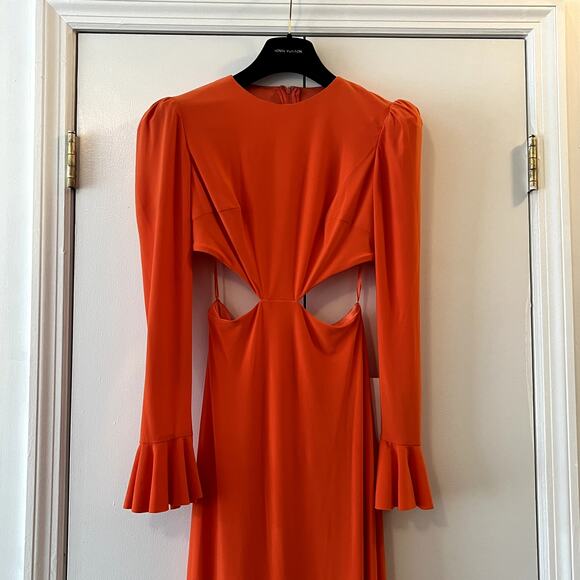 Mac Duggal 67944 Long Sleeve Column Gown Dress Orange size 2 UB - Picture 3 of 6